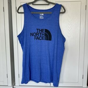 The North Face Men's Blue Logo Graphic Tank Top Large Standard Fit Outdoor Shirt
